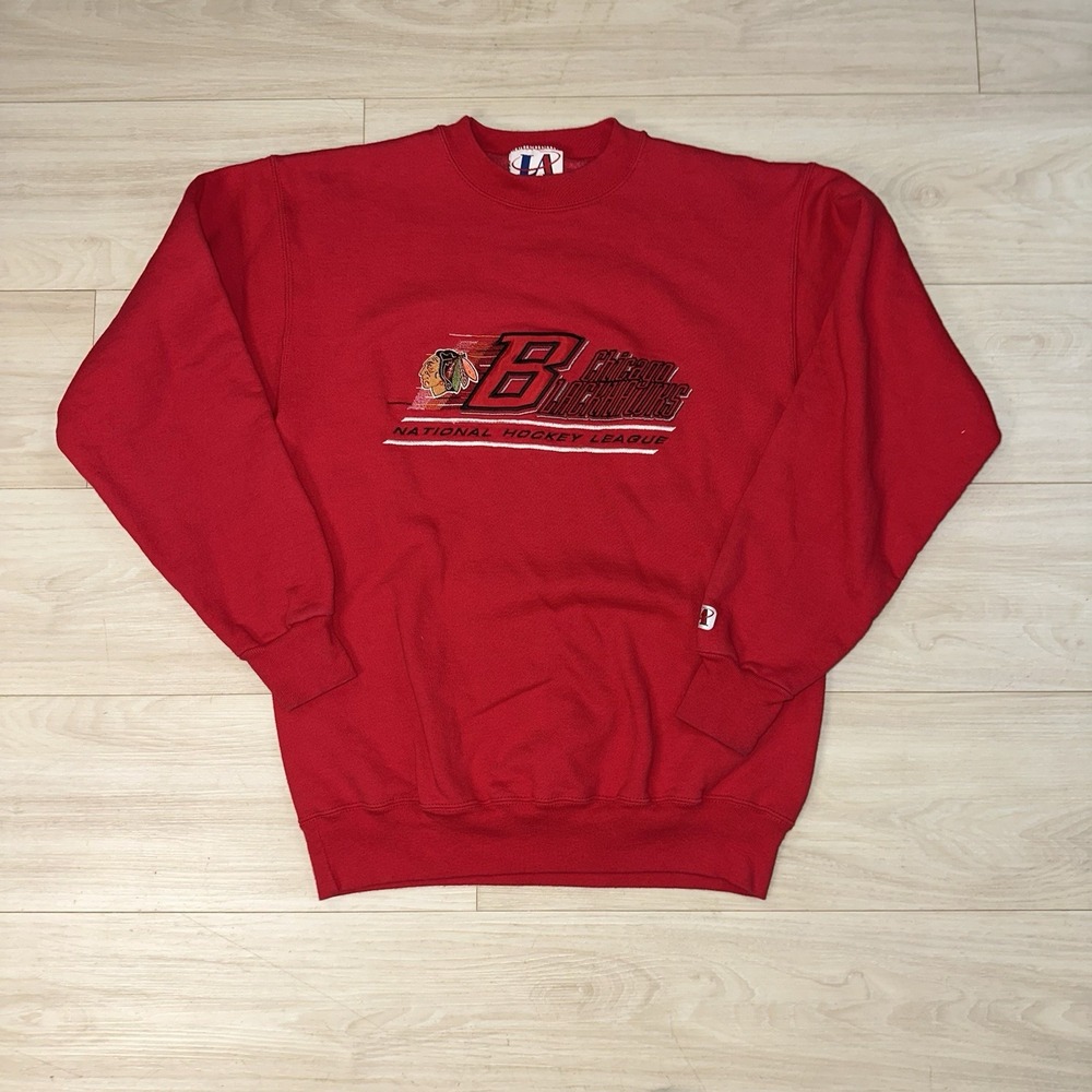 Vintage Chicago Blackhawks Sweater Size Small Red Logo Athletic Pullover NHL 90s